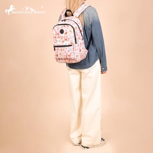 Montana West Backpack for Women Western Travel Backpack Purse Casual Daypack for Laptop College - color: Western Boots Pink