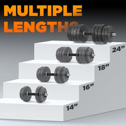 Yes4All Threaded Dumbbell Handles, Adjustable Dumbbell Bar Pair, 14/16/18/24-Inch Sizes, Fits 1" or 1.15" Plates, Non-Slip Grip, Secure Star-Lock Collars - color: 16" - Chrome & Rubber - Silver, size: 1 inch