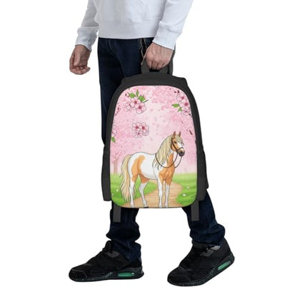 Lightweight Polyester Daypack Animal White Horse, Anti Theft Large Capacity Travel Hiking Backpack Unisex Carry On Bag for Outdoor Commute Business Use - color: Design (871)