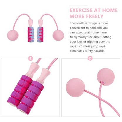 Cordless Weighted Jump Rope for Fitness, Mute Tangle-free Ropeless Skipping Rope with Large Ball, Indoor Workout Exercise Equipment for Men and Women