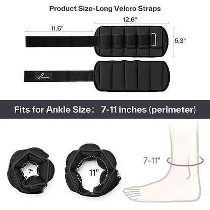 Sportneer Adjustable Ankle Weights for Women and Men 7 lbs/Pair Adjustable Leg Weights with Secure Straps, Strength Training Weighted for Yoga, Walking, Running, Aerobics, Gym, Physical Therapy - color: Black