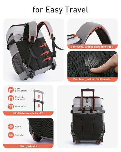 TOURIT Insulated Rolling Cooler Backpack, Leakproof Waterproof Beach Cooler Bag with Wheels and Handle, Outdoor Camping Picnic Travel - color: 02-Black, style: 50 Cans