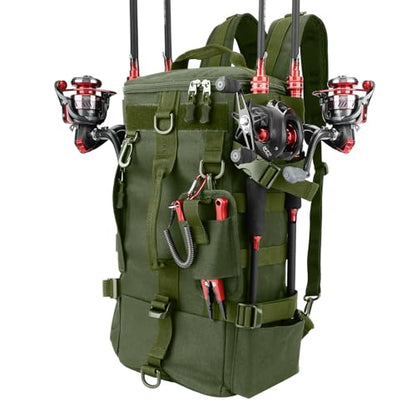 KOMCLUB Fishing Bag Sling Tackle Storage Backpack Dark Green Fishing Gear Bag Outdoor Lightweight Water-Resistant Store Gear and Equipment - color: Green