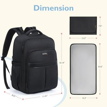 mommore Diaper Bag Backpack Large Baby Bag 37L with 15.6'' Laptop Sleeve Mom Bags with Insulated Pockets, Changing Pad, Stroller Straps, Travel, Work