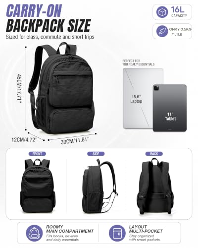 Black Backpack for School, High School Bookbag Back Pack for Teens Girls Boys, Lightweight College Backpack Book Bag for Women Men, Simple Casual Daypack Backpack Mochilas Escolares para Adolescentes - color: A1-black