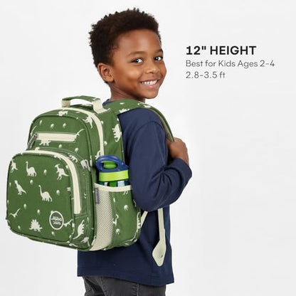 mibasies Toddler Backpacks for Boys 2-4: Little Kid Backpack for Preschool Prek Daycare - Dinosaur Green - color: Dinosaur Green, style: Toddler-12"h(not Fit Folder)