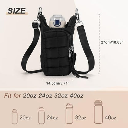 Water Bottle Carrier Bag, Convenient and Durable, Crossbody Water Bottle Holder for Hiking, Cycling - color: Black