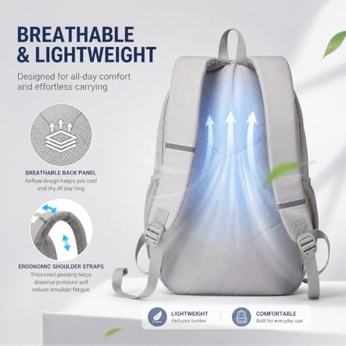 Hiking Travel Backpacks Men and Women, Lightweight Waterproof Laptop Backpack Outdoor Camping Backpack Hiking Daypack for Travel, Trekking, Work 26L (Grey) - color: Grey