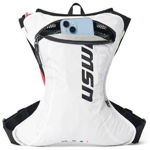 USWE Race 2.0, Ultra Lightweight Hydration Backpack with 2.0L / 70oz Water Bladder, Leak Proof Pack for Gravel, MTB, Running, Hiking, Cycling, Camping, Biking for Men,Women - color: White