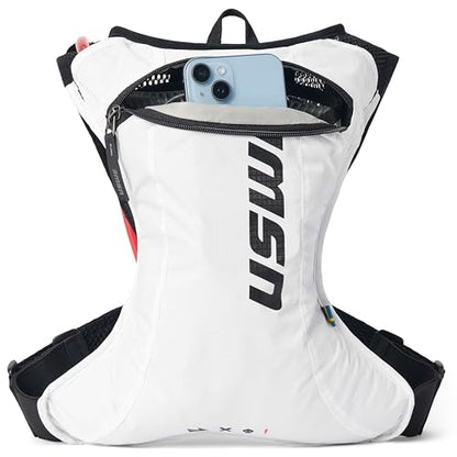 USWE Race 2.0, Ultra Lightweight Hydration Backpack with 2.0L / 70oz Water Bladder, Leak Proof Pack for Gravel, MTB, Running, Hiking, Cycling, Camping, Biking for Men,Women - color: White