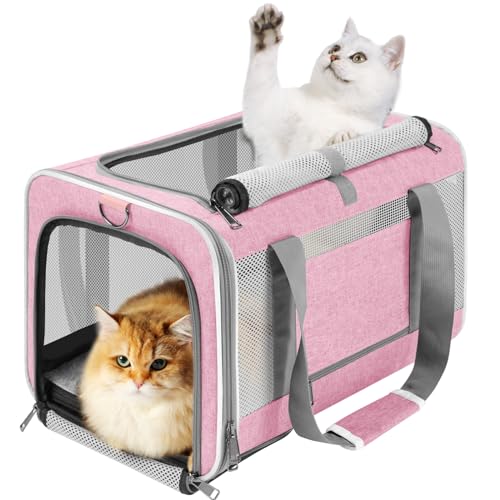 GAPZER Cat Carrier 20lbs Top Open/Soft Sided Small Pet Dog Travel Carrying Crate/Collapsible Puppy Transport Carry Bag/Sturdy Pet Cages Chihuahuas Mini Dog 10lbs Pink - color: Pink