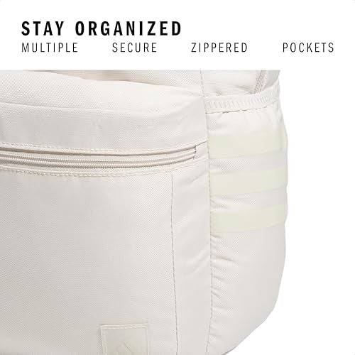 adidas Classic 3-Stripe Backpack for Laptop, School and Travel, 28L - color: Alumina Beige/Grey Four/5.0