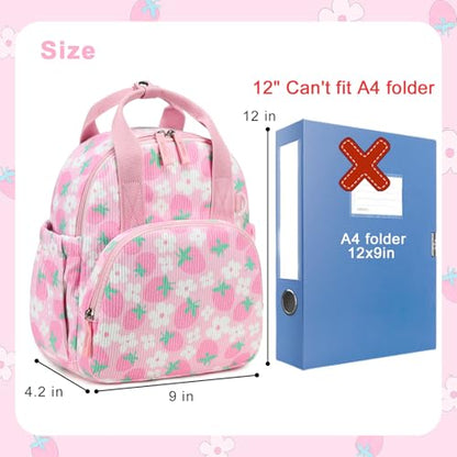 Bluboon Toddler Backpack for Girls Boys 2-4 Cute 12" Preschool Kindergarten Backpacks Kids Daycare Bags School Travel (Pink Strawberry Flower - Pink, Age 2-4 (12" H not Fit A4 Folder)) - color: Pink Strawberry Flower - Pink, size: Age 2-4 (12" H not Fit A