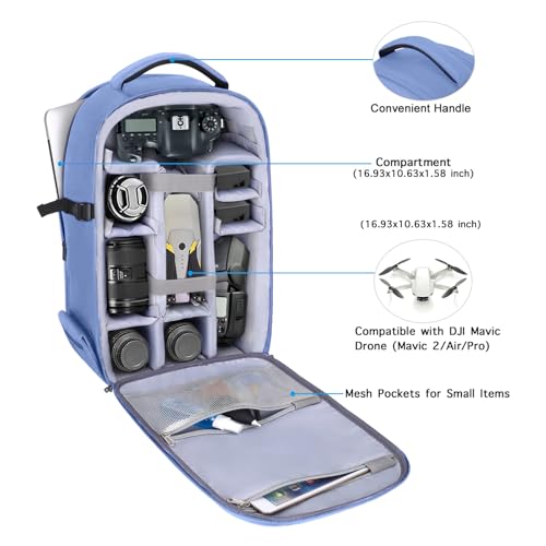 MOSISO Camera Backpack, DSLR/SLR/Mirrorless Photography Camera Bag 15-16 inch Waterproof Hardshell Case with Tripod Holder&Laptop Compartment Compatible with Canon/Nikon/Sony, Slate Blue - color: Slate Blue