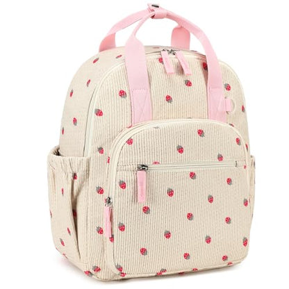 Bluboon Toddler Backpack for Girls Boys 2-4 Cute 12" Preschool Kindergarten Backpacks Kids Daycare Bags School Travel (Strawberry-Beige L, Age 4-8 (15" H Fit A4 Folder)) - color: Strawberry-beige L, size: Age 4-8 (15" H Fit A4 Folder)