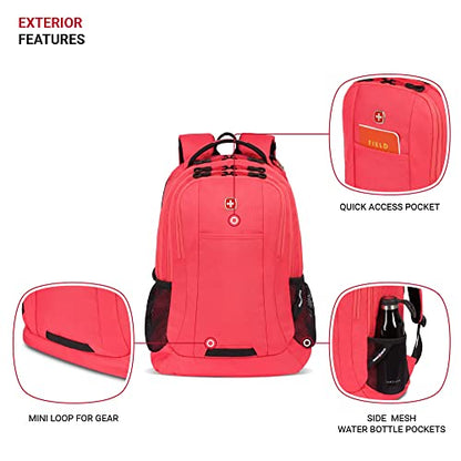 SWISSGEAR Cecil 18-Inch Laptop Backpack Fits 16-Inch Laptop, Travel Daypack with Organizer Pockets, Water Bottle Holders & Padded Straps – Teaberry - color: Teaberry