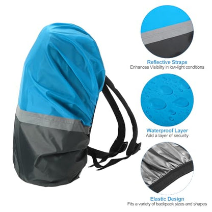 PATIKIL Waterproof Backpack Rain Cover, Non-Slip Ultralight Backpack Cover with Reflective Strip for Hiking Camping Traveling Cycling - color: Grey Blue, size: Large