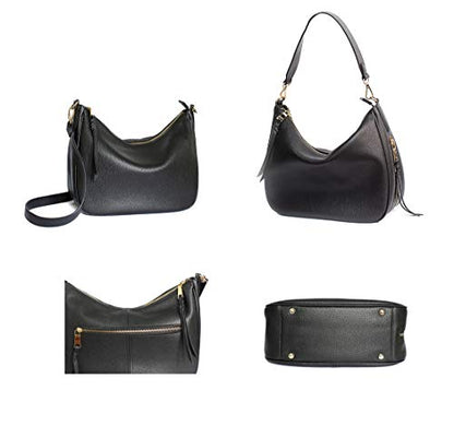 Meliae Camera Bag for Women, DSLR Mirrorless Camera Purse, Leather Shoulder Crossbody Hobo Travel Tote - color: Black