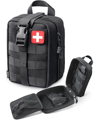 LIVANS 1000D First Aid Bag Empty Medical Ifak Pouch Molle EMT Pouches Rip-Away Tactical Military Trauma Emergency Medic Bag - color: Black-small Size(5.7"lx 3.4"w X 7.9"h)