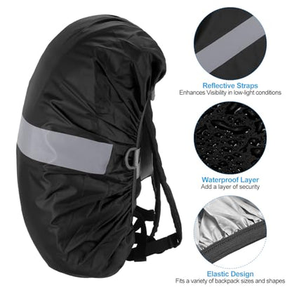 PATIKIL Waterproof Backpack Rain Cover, Non-Slip Backpack Cover with Reflective Strap Stay Dry for Hiking, Camping, Hunting - color: Black, size: X-Large
