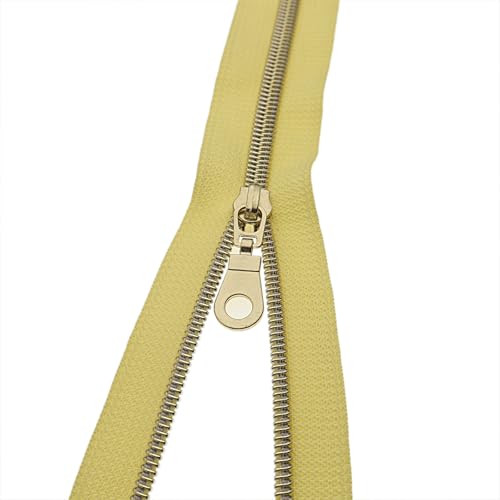 #5 Gold Metallic Nylon Coil Zippers by Yard Bulk Coil Zipper Roll 10 Yards with 25pcs Silver Pull for DIY Sewing Craft Bag(Yellow) YIGUANXIN - color: Yellow-Gold