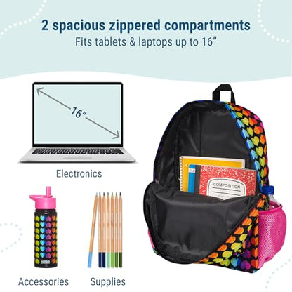 Wildkin 16-inch Kids Backpack – Durable, Padded & Spacious School Bag for Boys & Girls - Rainbow Hearts - color: Rainbow Hearts