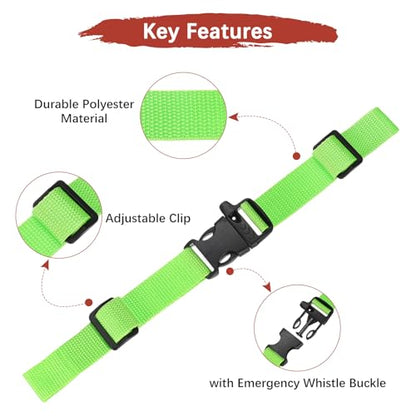 Backpack Chest Strap Adjustable Sternum Straps with Emergency Whistle Buckle Use for Backpack Replacement - color: Fluorescent Green