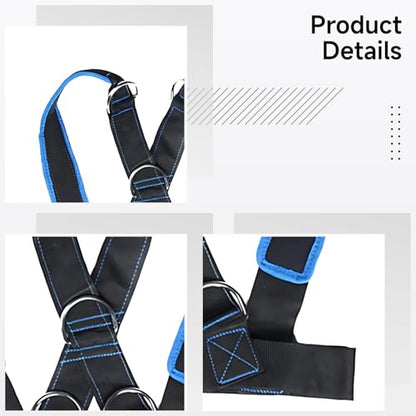 Workout Training Sled Harness, Resistance Vest with Y-Shape Strap, 33.1-45.7 in Waist, 62.5 in Towing Strap, Five D-Rings, for Strength and Core