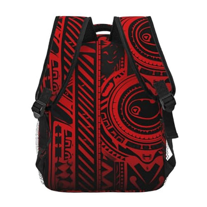 Black and red tribal pattern Travel Backpack for Men & Women 15.6 inch Laptop Backpack Waterproof Work Back Pack - color: Black and Red Tribal Pattern