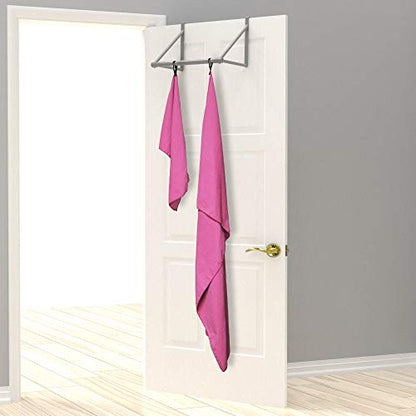 EPAuto 2-Pack Microfiber Quick Dry Towel Set - Lightweight, Super Absorbent & Compact Travel Towels (60"x30" & 24"x15") for Gym, Camping, Beach, Yoga & Backpacking, Pink - color: Pink