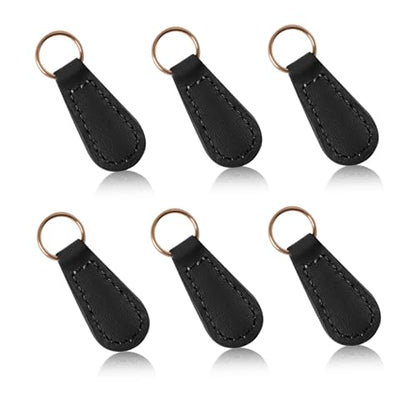 Deoward Zipper Pull Replacement PU Leather Zipper Tag Fixer Pull Repair for Backpacks, Jackets, Luggage, Purses, Suitcases, Handbags (6 PCS) - style: Zipper Pulls (Black)