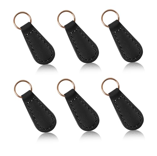 Deoward Zipper Pull Replacement PU Leather Zipper Tag Fixer Pull Repair for Backpacks, Jackets, Luggage, Purses, Suitcases, Handbags (6 PCS) - style: Zipper Pulls (Black)