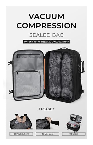 AirVault Vacuum Seal Travel Backpack 60L with Expandable HyperSeal Air Compression Vacuum System Water Resistant TSA Lock (Vacuum Pump Included, White, 60L) - color: White