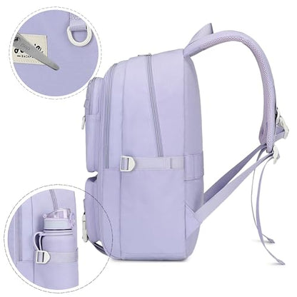 Laptop Backpack for Women College High Schoolbag Big Students Bookbags Large Multi pocket Travel Daypack Casual (Purple) - color: Purple