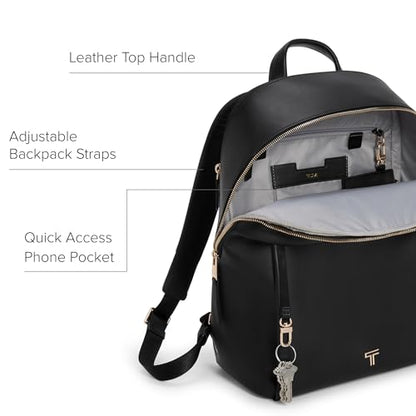TUMI - Voyageur Holland Backpack - Women's Leather Everyday & Travel Bag - Fits up to a 14" Laptop - 14.8" X 11.3" X 5.6" - Black, Gold Hardware - color: Black With Light Gold Hardware