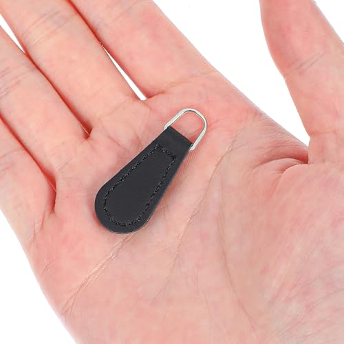 Ymapinc Detachable Pu-Leather Zipper Pull Replacement，8 PCS Universal Zippers Repair Pulls for Purses Black Leather for Luggage Backpacks Suitcases Jackets Purses Slider & Stopper Accessories
