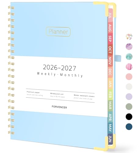 Forvencer Academic Planner 2026-2027, Hardcover Calendar Planner Weekly & Monthly, July 2026 - June 2027, 8.5" x 11", Daily Agenda with Tabs, College School Organizer for Student Teacher, Light Blue - color: Light Blue, size: 8.5"x11" (Jul 2026 - Jun 2027