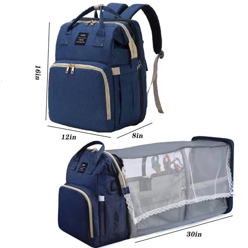ANWTOTU Baby Diaper Bags with Changing Station,900D Oxford Waterproof Diaper Bag Backpack for Moms Dads with USB Charging Port,Large Capacity Baby Essentials(Ungrade Blue) - color: Ungrade-blue