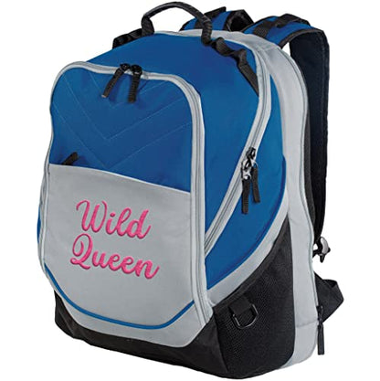 TEEAMORE Custom Travel Laptop Backpack Add Your Embroidered Text Computer Water Resistant Bag Royal Grey Black - color: Royal Grey Black, size: 17 inch - Add Your Text