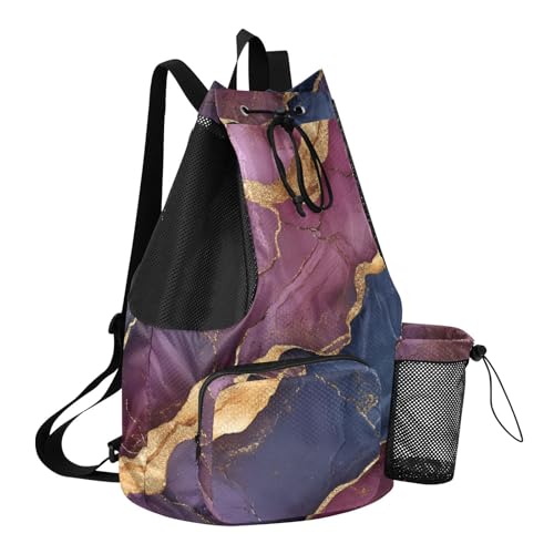 Drawstring Gym Bags For Men Women Climbing Gym Bag With Pockets Cinch Bags Waterproof Marble Burgundy Navy Blue - color: Color 25