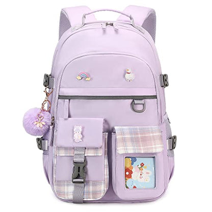 Backpack for Girls, 15.6 Inch Laptop School Bag Kids Kindergarten Elementary College Backpacks Large Bookbags for Teen Girl Women Students Casual Travel Daypacks (Purple) - color: Purple
