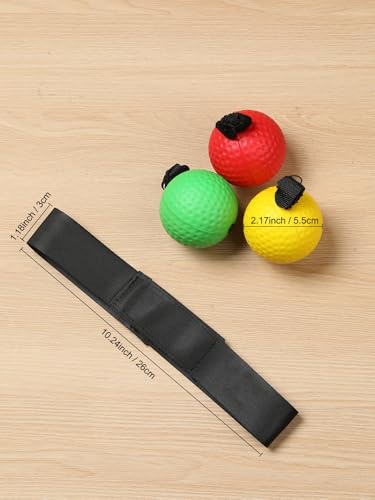 Boxing Reflex Ball Headband Set, 3 Reflex Balls and Adjustable Headband for Reflex, Hand Eye Coordination Training, Headband Boxing Reaction Agility Training Speed Set (Green, Yellow, Red)