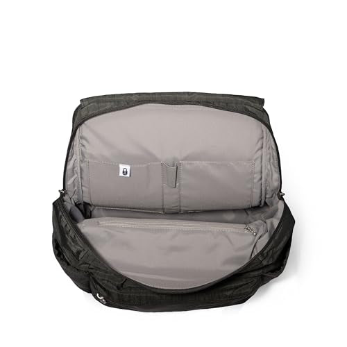 Baggallini Flap Laptop Backpack - 15"x11" Lightweight Work Travel Bag w/Luggage Sleeve & RFID - color: Charcoal