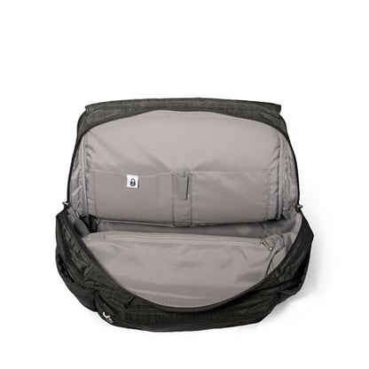 Baggallini Flap Laptop Backpack - 15"x11" Lightweight Work Travel Bag w/Luggage Sleeve & RFID - color: Charcoal
