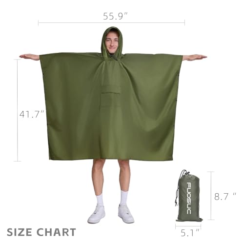 Hooded Waterproof Raincoat, Unisex Outdoor Hiking Camping Mat and Small Tent - color: Army Green