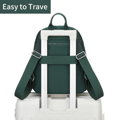 Tanweibago Mini Nylon Women Backpacks,11L Small Ladies backpacks Casual Lightweight Women Shopping Travel Daypack (Dark Green) - color: Dark Green