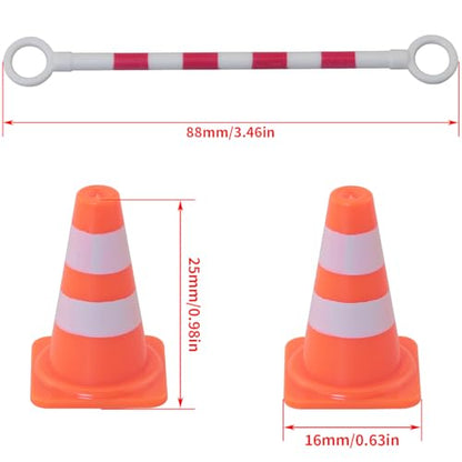 20PCS Car Model Toy Educational Traffic Cones Plastic Mini Road Marker Enlightenment Simulation Props 20 Orange Cones 10 Red White Round Barrier Connecting Rods