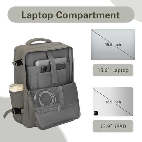 Carry On Backpack for Women & Men – Airline Approved Underseat Size, 15.6" Laptop Compartment, TSA-Friendly 180° Opening, Anti-Theft Business Travel Backpack with Trolley Sleeve (Dark Gray, Large) - color: Dark Gray, size: Large