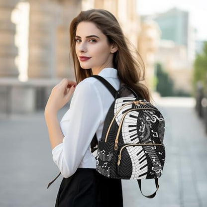 ALAZA Mini Backpack Purse for Women Lightweight Girls Small Size Music Note Piano School Teens College Traveling - color: Music Note Piano, size: Small