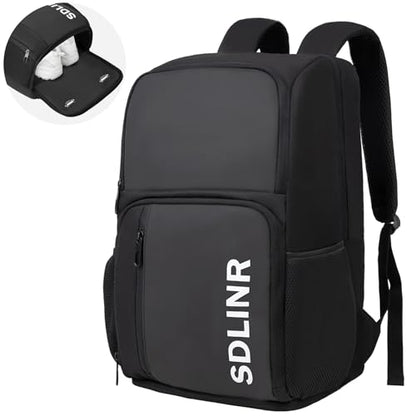 SDLINR Pickleball Bag Fits 4+ Paddles, Large Pickleball Backpack with Shoe Compartment and Fence Hook,Pickleball Gifts for Men Women - color: Black